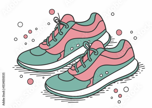 shoes sneaker outline drawing vector, shoes sneaker in a sketch style, Creative vector cartoon illustration