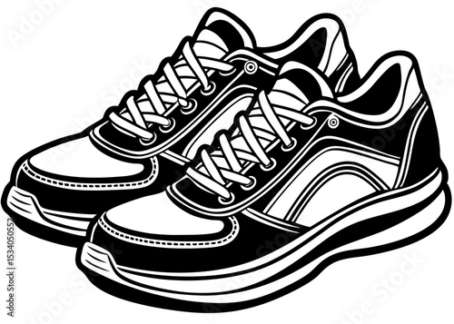 Silhouette shoes sneaker in a sketch style, trainers template outline, vector Illustration.