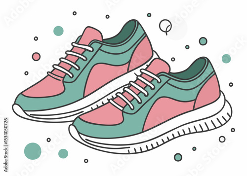 shoes sneaker outline drawing vector, shoes sneaker in a sketch style, Creative vector cartoon illustration