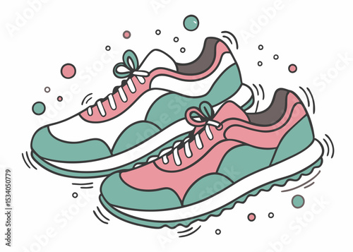 shoes sneaker outline drawing vector, shoes sneaker in a sketch style, Creative vector cartoon illustration