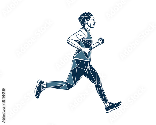 Low Poly Vector of Male Runner | Geometric Polygon Jogging Illustration