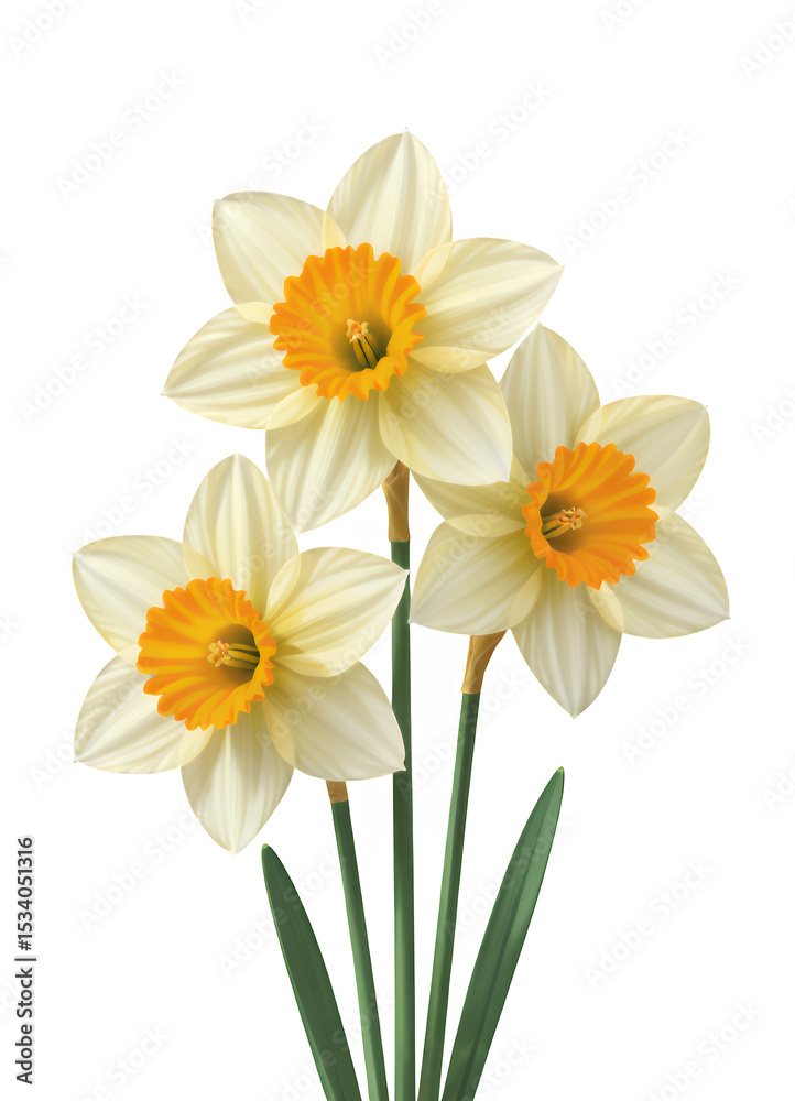Fototapeta premium White Daffodil Bouquet, Elegant Design Element with Transparent Background