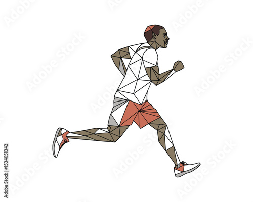 Low Poly Vector of Male Runner | Geometric Polygon Jogging Illustration