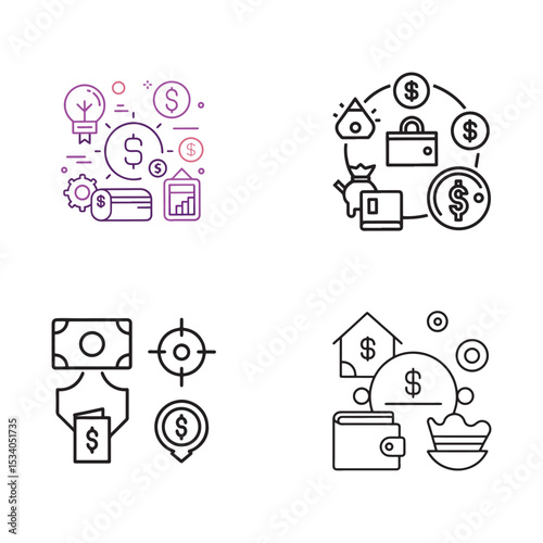 Financial Planning Icons Investment, Budget, Savings, and More