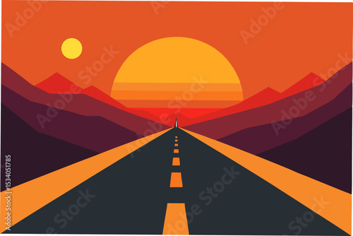 road in the sunset