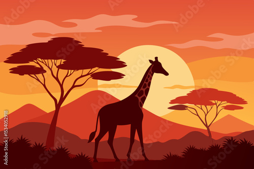 giraffe in the sunset