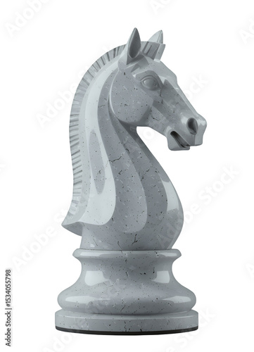 White Knight Chess Piece, Elegant Design Element with Transparent Background
