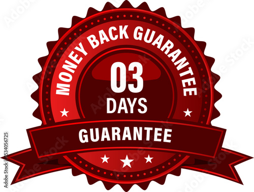 03 days money back guarantee red colored badge. best price label