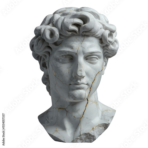 White Marble Bust with Transparent Background, Elegant Design Element