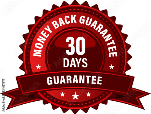 30 days money back guarantee red colored badge, best guarantee label