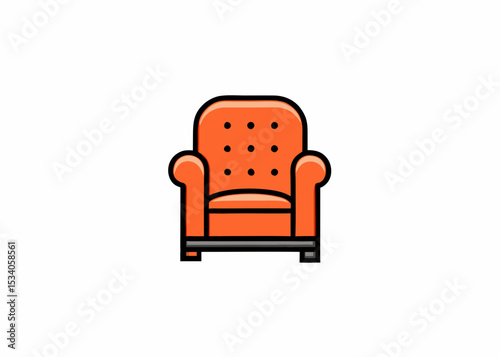 Leather armchair Minimalist Icon concept vector illustration