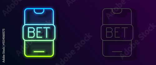 Glowing neon line Online sports betting icon isolated on black background. Sport bet bookmaker. Betting online make money. Vector