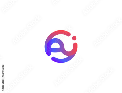 AI translator modern logo, digital communication system, smart language learning. Tech assistant, chatbot, virtual support icon. Vibrant gradient loop logotype for app branding,. Vector illustration
