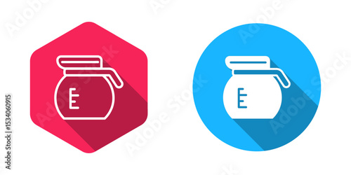 Filled and outline Coffee pot icon isolated with long shadow background. Vector