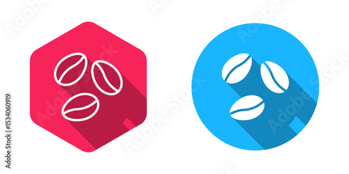 Filled and outline Coffee beans icon isolated with long shadow background. Vector