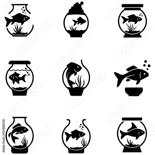 An essential pack of common freshwater fish silhouette shapes
