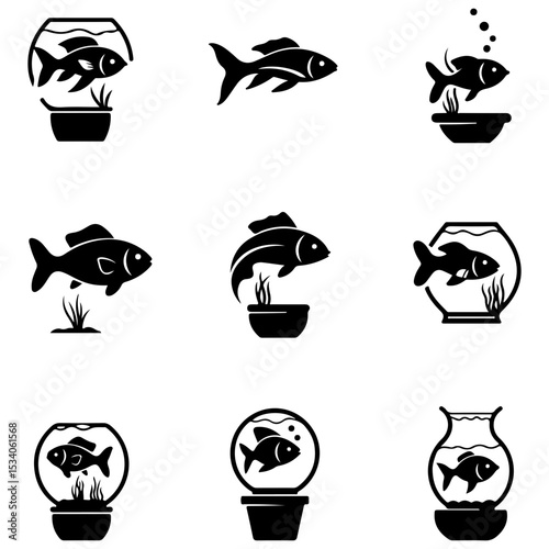 A creator's set of fish silhouettes for video game assets