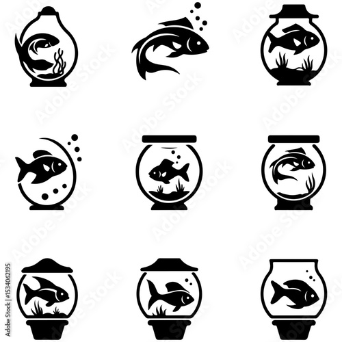 The saltwater starter set; clownfish and tang silhouette vectors