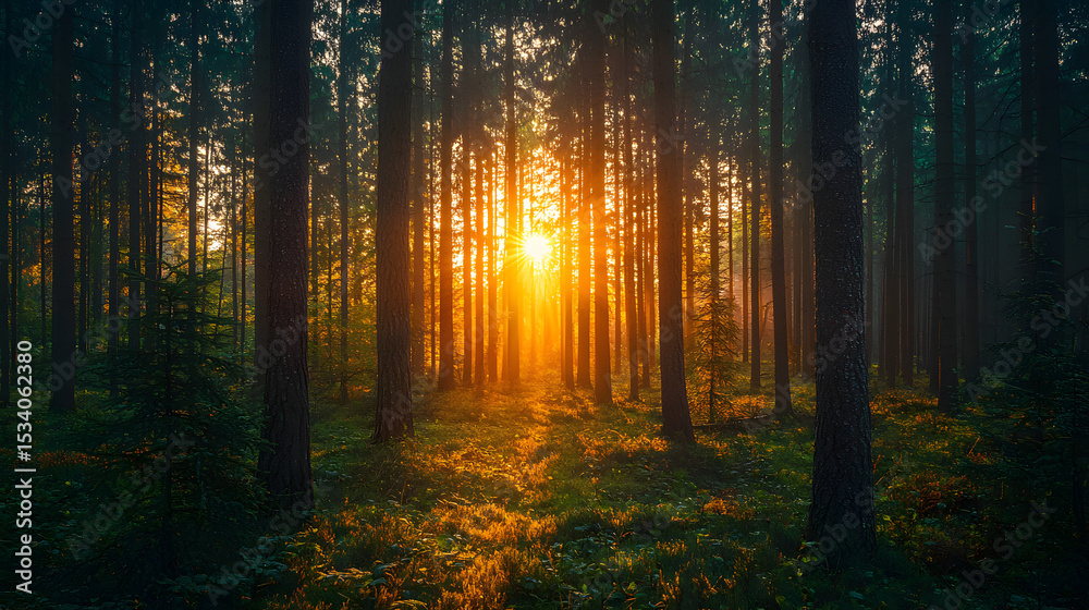 Fototapeta premium sunrise in the forest