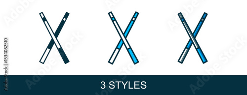 Filled outline Crossed billiard cues icon isolated on white background. Vector