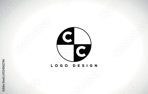 Modern black and white CC monogram logo in a circular quadrant design, ideal for minimalist branding, personal identity, fashion labels, or corporate business use