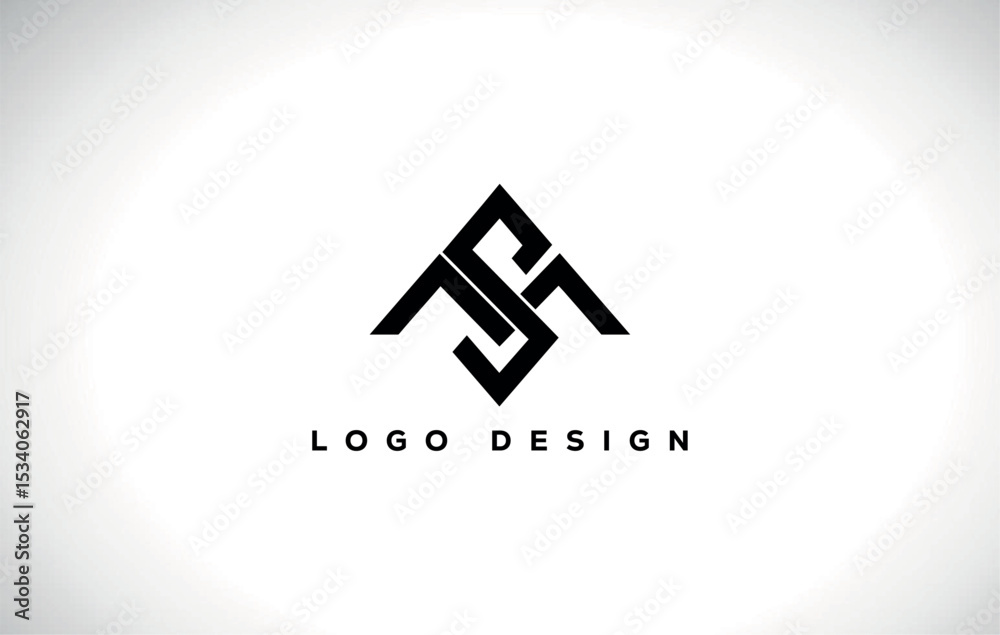 Obraz premium Modern MS letter monogram logo with geometric angular design in black on white background, ideal for corporate branding, startup identity, or tech business templates
