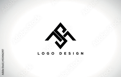 Modern MS letter monogram logo with geometric angular design in black on white background, ideal for corporate branding, startup identity, or tech business templates