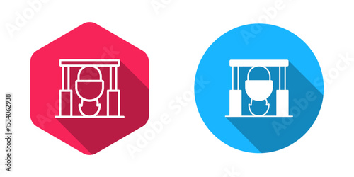 Filled and outline Campfire and pot icon isolated with long shadow background. Fire camping cooking in cauldron on firewood and flame. Vector