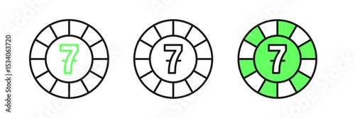 Set line Casino chips icon isolated on white background. Casino gambling. Vector