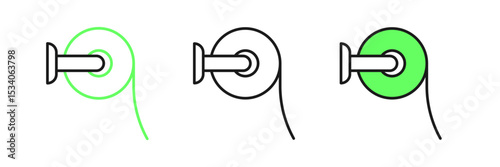 Set line Toilet paper roll icon isolated on white background. Vector