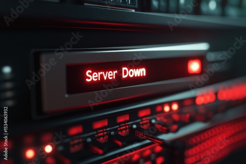 Server down display showing network failure status on a blade server