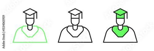 Set line Graduate and graduation cap icon isolated on white background. Vector