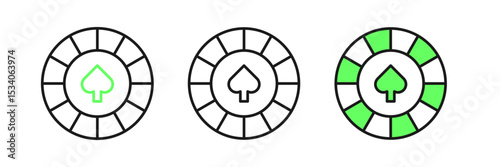 Set line Casino chips icon isolated on white background. Casino gambling. Vector