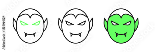 Set line Vampire icon isolated on white background. Happy Halloween party. Vector