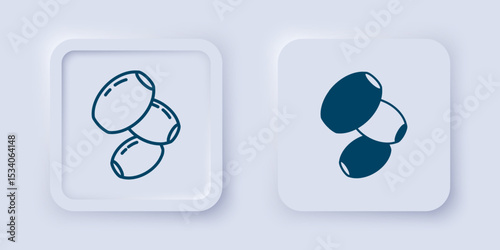 Filled and outline Olives icon isolated on grey background. Square button. Vector