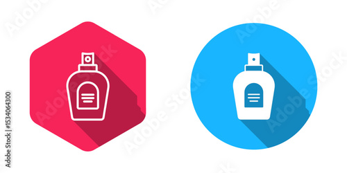 Filled and outline Perfume icon isolated with long shadow background. Vector