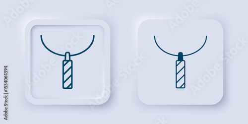 Filled and outline Pendant on necklace icon isolated on grey background. Square button. Vector