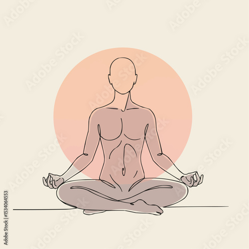 Minimalist line drawing of a meditating person representing mental health  