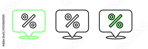Set line Discount percent tag icon isolated on white background. Shopping tag sign. Special offer sign. Discount coupons symbol. Vector