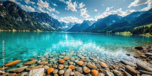 Caumasee Lake, Turquoise Waters, Swiss Alps photo