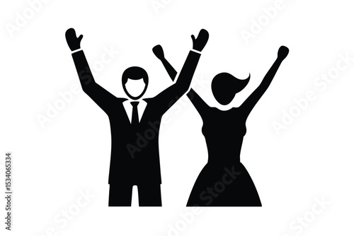 Couple cheering in celebration – keep the bond vector art illustration