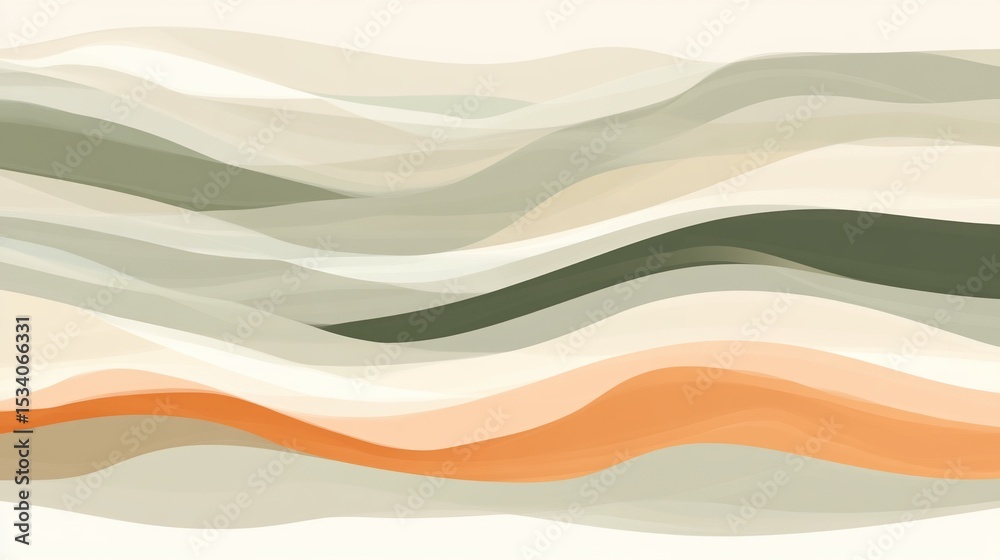 Fototapeta premium Harmonious layers abstract illustration with nature inspired colors waves
