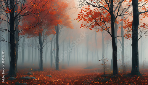 autumn forest in the fog Peaceful Natural Scenery – High Resolution Forest Background