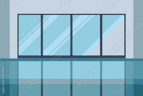 Modern Interior Design Floor-to-Ceiling Glass Doors and Reflective Floor