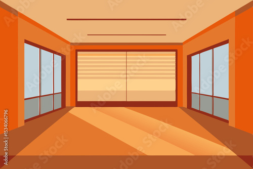 Modern Minimalist Room Design Orange Hues and Sliding Doors Interior Design