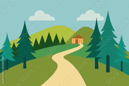 Serene Mountain Cabin Escape Winding Path to Tranquility