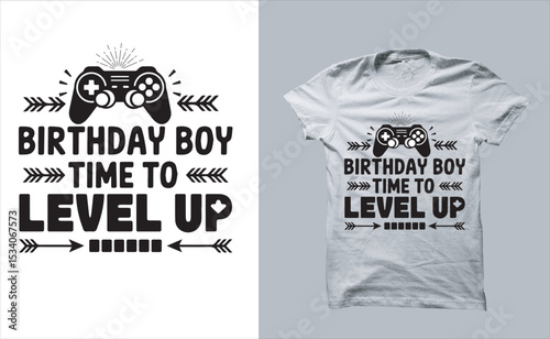 birthday boy t-shirt designs level up gaming play moment gift shirt art