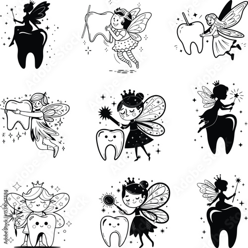 Tooth Fairy Svg Bundle, Cute Fairy Svg, Tooth Clipart