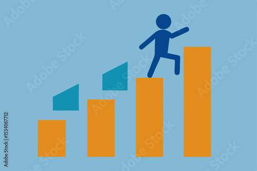Businessman pushing a 3D growth graph up, illustrating financial success and market profit