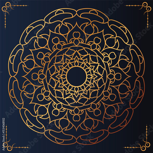  Golden Luxury ornamental mandala art background
